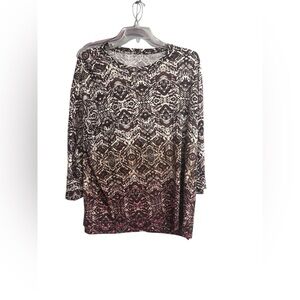 Westbound Cream and Brown Boxy Blouse